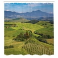 thumbnail image 2 of Ambesonne Olive Green Shower Curtain, Trees Farm Clouds Print, 69"Wx84"L, Dark Khaki and Pale Blue, 2 of 4