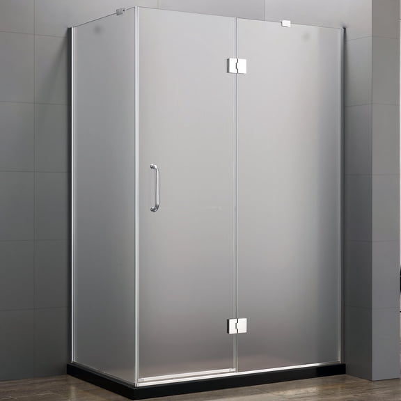 Dreamwerks 35 in. D x 47 in. W x 79 in. H Frameless 3-Piece Hinged Shower Enclosure with Frosted Glass