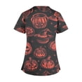 thumbnail image 5 of Tops Cortos para las Mujeres, Halloween Impreso en Cuello en V con Bolsillo, Moda Casual Manga Corta, 5 of 5