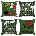thumbnail image 1 of Funda de almohada de El Grinch. 45 x 45 cm, juego de 4 fundas de almohada de Papá Noel, funda de almohada de felpa corta navideña para sofá decorativo, decoración de cama para el hogar, 1 of 5
