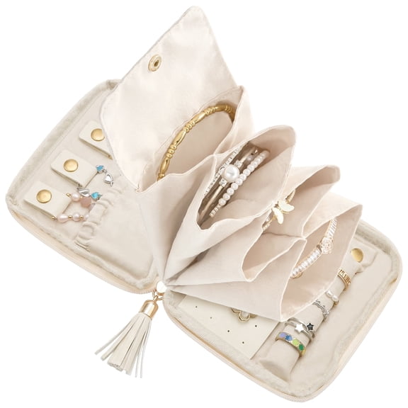 Lzvxtym Travel Jewelry Case Organizer,Small Soft Jewelry Pouch with Compartments,Portable Storage Bag for Women Necklaces Earrings Bracelets
