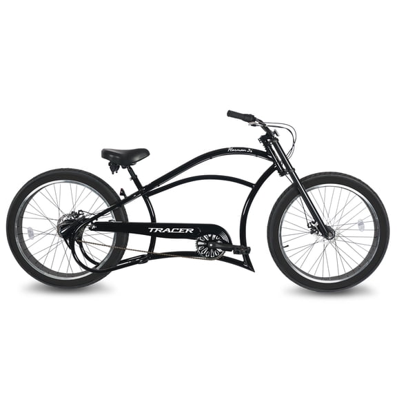 Tracer Harman 3i Chopper Stretch Beach Bike, 26'' Wheels, 4.0 Fat Tire, Disc Brake, Low Handlebar, Internal 3-Speed, for Man, Matte Black