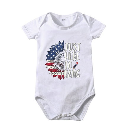 

HIBRO Boys And Girls Independence Day Cartoon Print Floral JUST HERE TO BANGs Short Sleeved Crawl Clothes 1 To 10 Years Old Children Ballet Leotard 4t Long Sleeve 6 3