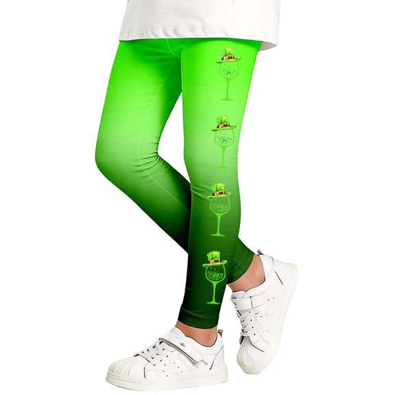 Bainana Toddler Girls Pants St Patricks Day Printed Elastic Waist Slim Leg Leggings Yoga Play Holiday Festival Children'S Classic Fit Casual Trousers A Size 18-24 Months