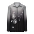 thumbnail image 4 of Blusa de manga larga con cuello en V para mujer con estampado de manga larga a la moda para mujer Pompotops gfhjh22441, 4 of 9