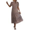thumbnail image 3 of xiaxaixu Robes d'Été pour les Femmes en Vrac Midi Manches Courtes O Cou une Ligne Robe Dot / Léopard Imprimer Mignon Robe, 3 of 6