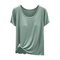 thumbnail image 5 of FUYUDY Women Tshirts Seamless Comfort T-Shirt With Built In Bra Support Summer Casual Layering Soft Female Solid Color Tops, 5 of 5