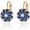 Blue, variant on Floral Leverback Earrings for Women, Gold Plated Birthstone CZ Flower Drop Earrings, Hypoallergenic Vintage Colorful Dangle Jewelry Gift