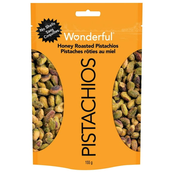 Wonderful Pistachios, No Shells, Honey Roasted, 155 g Resealable Bag, Honey Roasted Pistachios