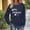 01 Navy, variant on YueHuiYing Women's Oversized Hoodless Sweatshirt with Short English Phrase Print Round Neck Long Sleeves - Everyday Versatile