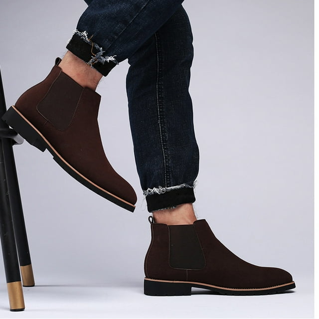 Cameland Men's High Top British Style Work Black Versatile Leather Boots