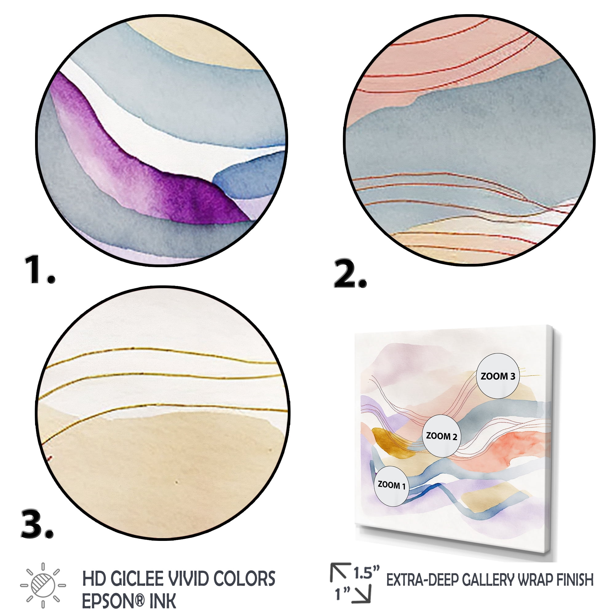 Designart Vibrant Pastel Abstract Waves Canvas Wall Art