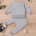thumbnail image 5 of PatPat Fall Baby Girl Clothes Cotton Boy Long Sleeve Striped Pullover and Trousers Set, 18-24 Months, 5 of 6