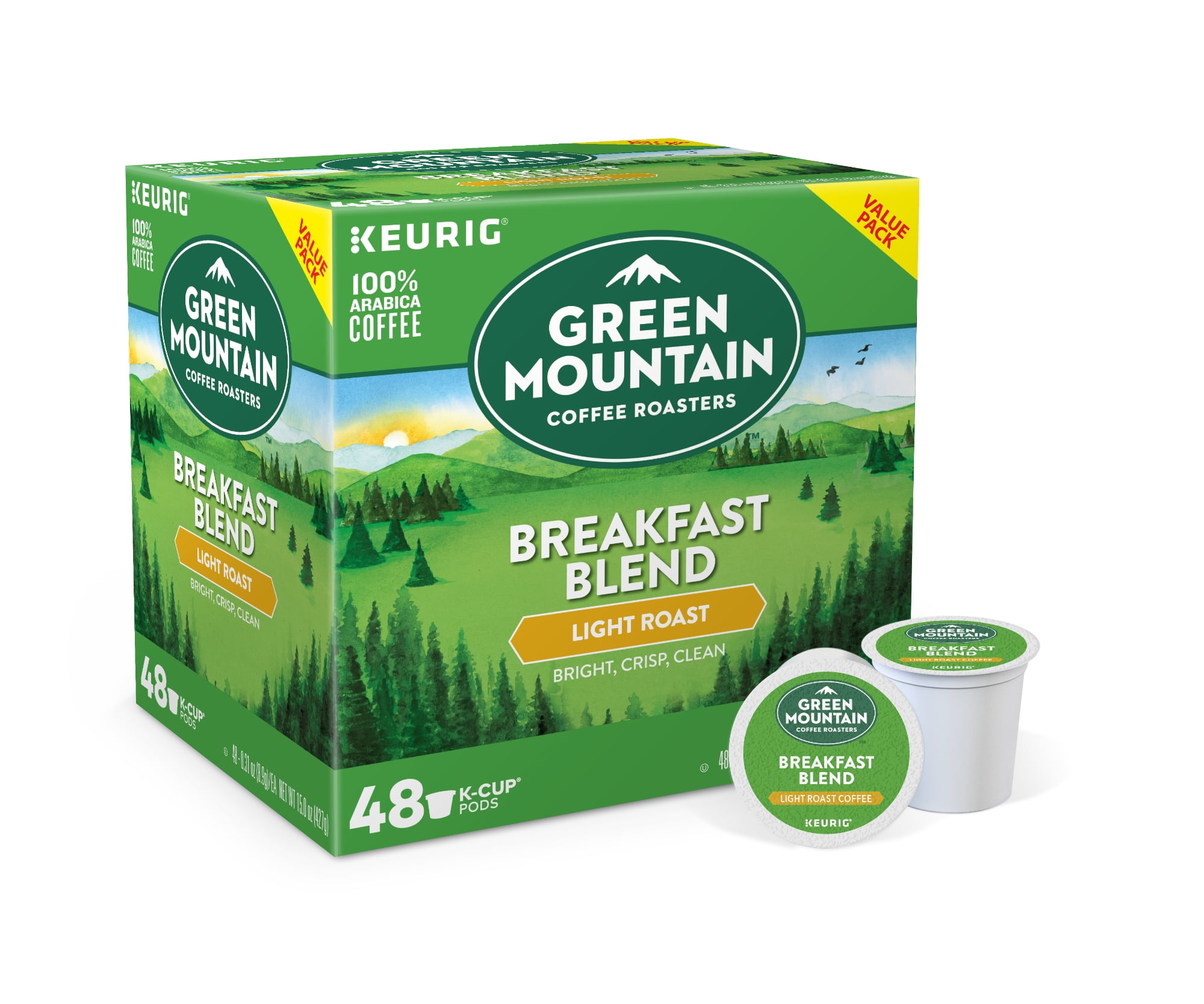 Green Mountain Coffee Breakfast Blend KCup Pods, Light Roast, 48 Count