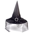 thumbnail image 1 of 2 x Black Halloween Witch Hats Halloween Party Hats Hanging Witch Hats with Rope Hanging Suitable for Halloween Role Playing Decoration Party Accessories, 1 of 5