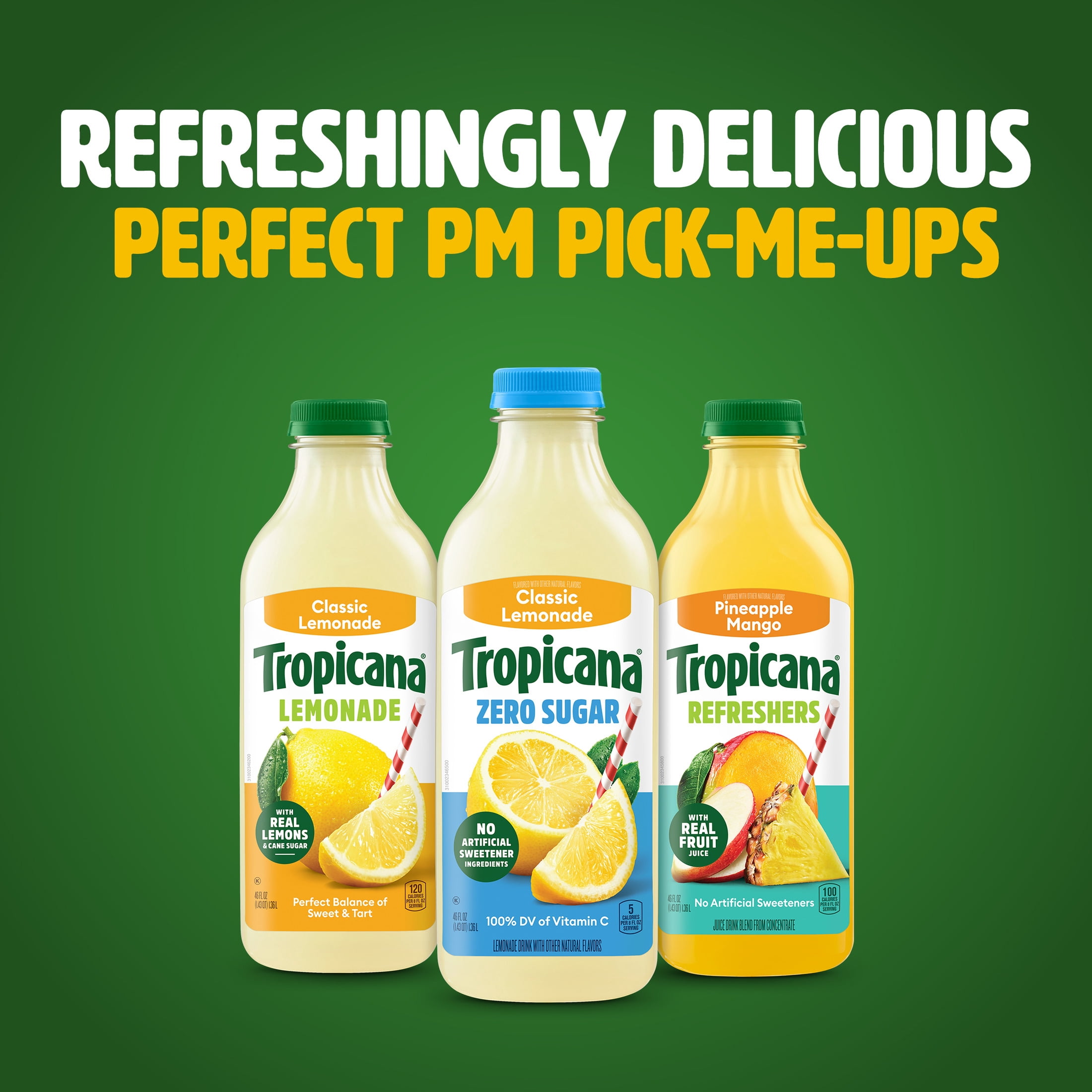 Tropicana Zero Sugar Classic Lemonade, 46 fl oz Bottle
