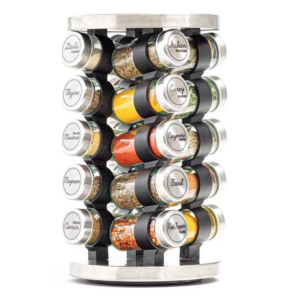 Orii 20 Jar Stainless Steel Rotating Spice Rack