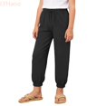 thumbnail image 2 of LYHaoo Girls Casual Jogger Pants Elastic Waistband Ankle Cuffs Soft Comfortable Kids Trousers For Daily Play And Outdoor Activities Long Pants for Girls(Black), 2 of 7