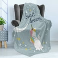 thumbnail image 4 of Cartoon Soft Flannel Fleece Throw Blanket, Unicorn Crescent Dreams Pattern Night Themed Nusery, Cozy Plush for Indoor and Outdoor Use, 50" x 70", Blue Grey Multicolor, by Ambesonne, 4 of 5