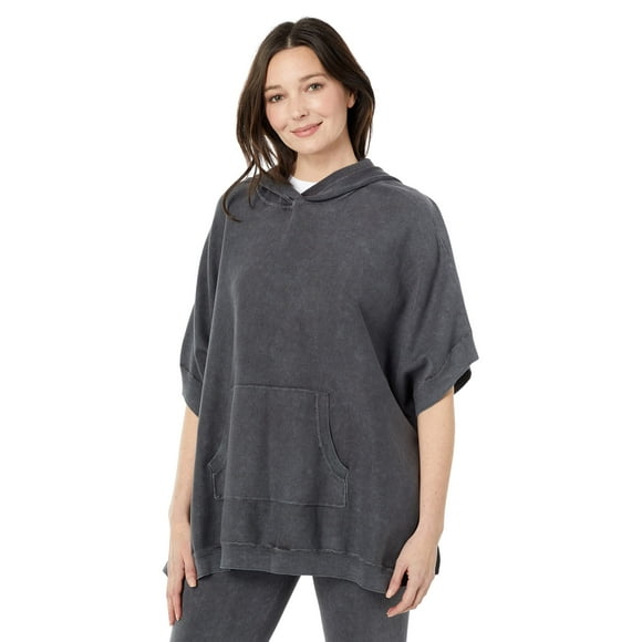 Barefoot Dreams Sunbleached Poncho Womens Poncho Casual Sweater Fall Jackets Great For Gym 100 Percent Cotton-One Size Faded Black