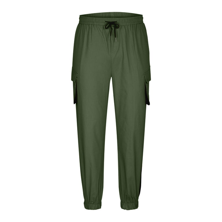 Wavsuf Mens Joggers Sweatpants Sports Works Drawstring Lounge Army Green  Pants Size XL