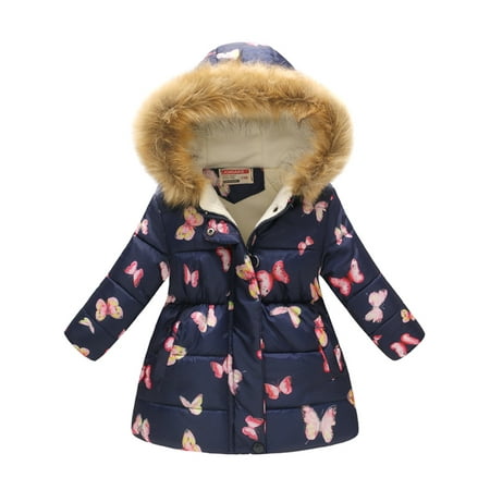 Kid's Girl's Boy's Hooded Warm Padded Floral Cute Zipper Snowsuit Outerwear Coat