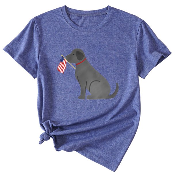 Gibobby Blusa de Trabajo de Manga Corta Camiseta manga corta verano para mujer con estampado del Día la Independencia y diseño personalidad(F,G)