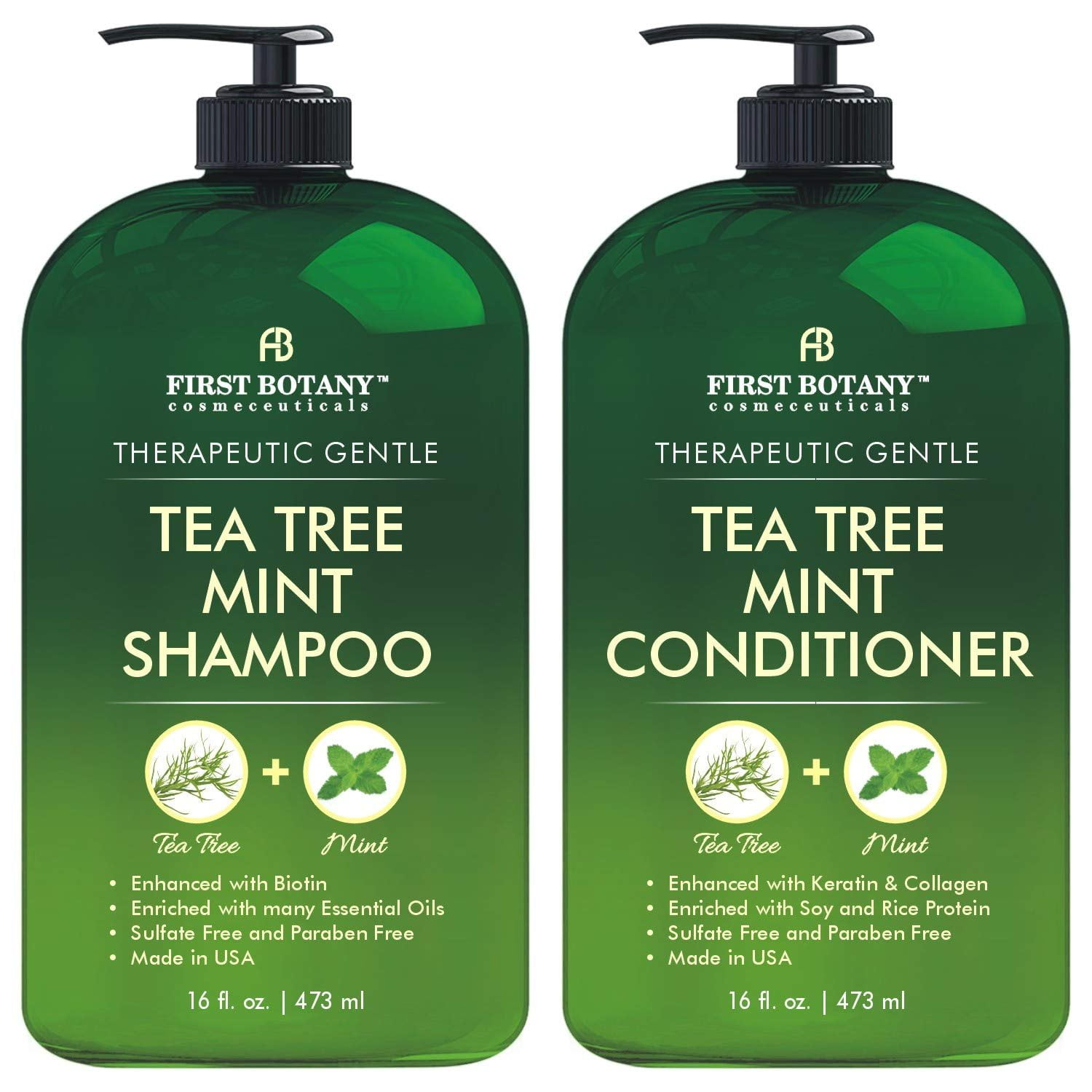 ingen forbindelse fotografering stykke Tea Tree Mint Shampoo and Conditioner - This set contains Pure Tea Tree Oil  & Peppermint Oil - Fights Hair Loss, Promotes Hair Growth, Fights Dandruff,  Lice and Itchy Scalp - for