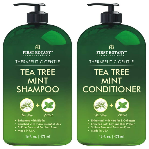 Tea Tree Mint and Conditioner - This set contains Pure Tea Tree Oil & Peppermint Oil - Fights Hair Loss, Promotes Hair Growth, Fights Dandruff, Lice and Itchy Scalp -