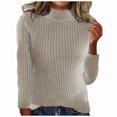 thumbnail image 4 of Sakmal Crop Womens Sweaters Mock Neck Beige Loose Solid Womens Sweater L, 4 of 5