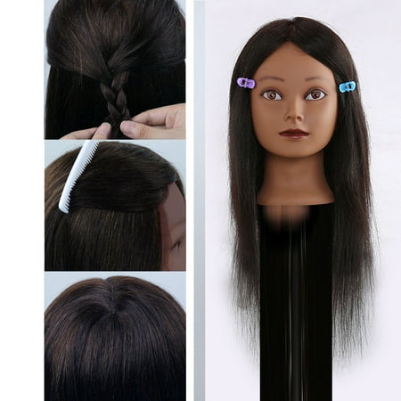 Cosmetology Mannequin Head 100 Real Human Hair Natural Black 22