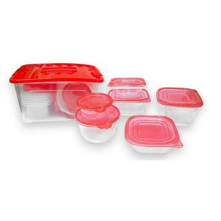 Bien Air - 58 Pcs. Plastic Food Container Set 29 Storage Container W Air Thight Lids Red