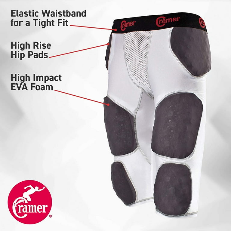 Cramer Thunder 7 Pad Football Girdle With Integrated Hip Thigh Knee and Tail Pads White Large Walmart