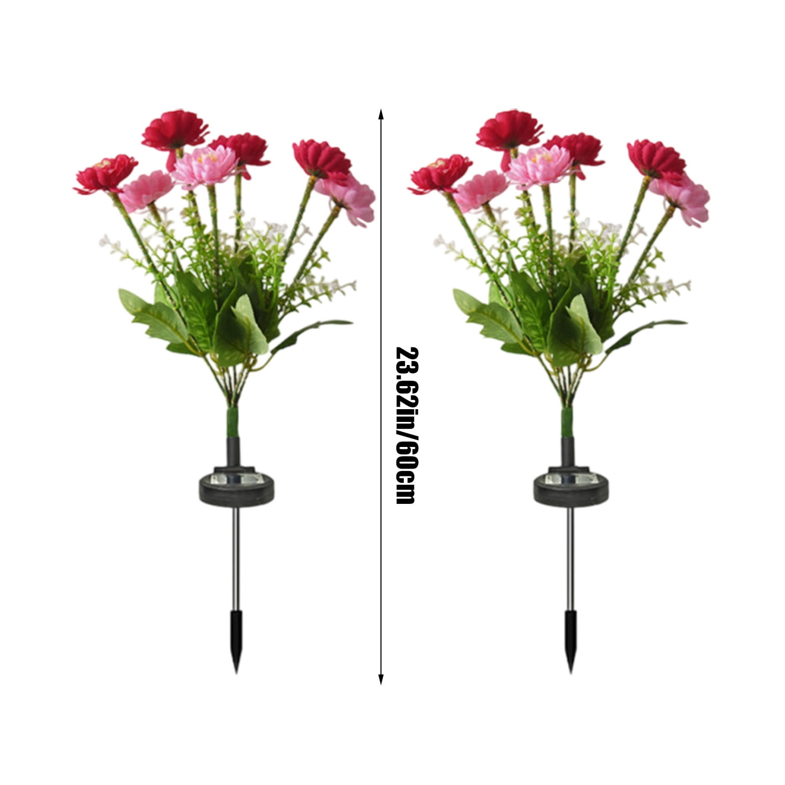 Solar Garden Lights LED Colorful Waterproof Realistic Solar Powered Snow Lotuss Landscape Lights Automatic Lighting In Darkness for Pathway Patio Yard Garden Decor (Rose red + Pink)