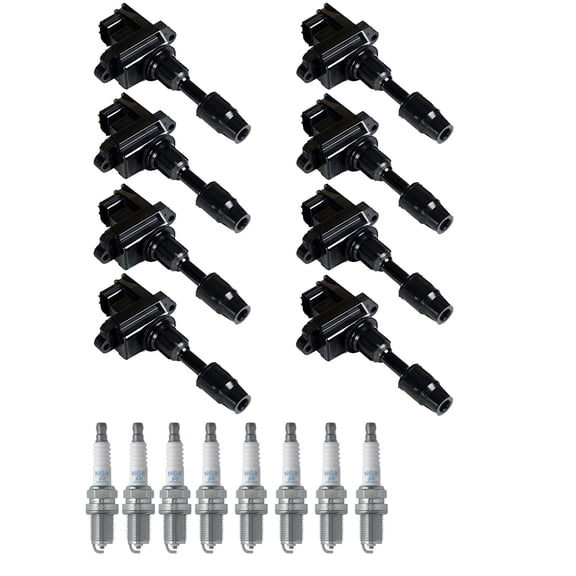 Set of 8 ISA Ignition Coils and 8 NGK Spark Plugs Compatible with 1998 Infiniti Q45 4.1L V8 4130cc -ci Replacement for UF282