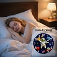 thumbnail image 4 of 3D Cute Astronaut Pattern Wall Clock 12 Inch Non-Ticking Clocks Round Starry Sky Planet Wall Hanging Clock Battery Operated for Bedroom Living Room Kitchen Office colorful DIY, 4 of 9