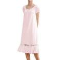 thumbnail image 2 of Defitshape Women's Cotton Pajama Dress Soft Long Frilly Nightgown Cute Lace Short Sleeve Ruffle Vintage Sleeping Shirt Sleepwear Pink Medium, 2 of 4
