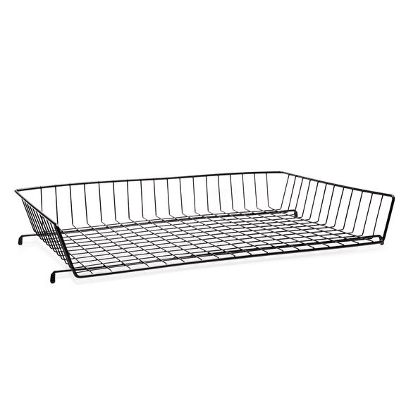 Ruby Paulina Stackable Wire Basket Tray | Black Metal Organizer for 11x17 Paper, Legal Documents, Mail & Files | Durable Office Desk Accessory with Non-Slip Feet