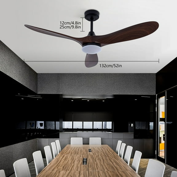 TFCFL 52 Inch Wood Ceiling Fan Light Light Pendant Lamp Chandelier Ceiling Fanlamp 3 Color 6 Speed with Remote Control