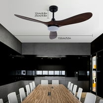 TFCFL 52 Inch Wood Ceiling Fan Light Light Pendant Lamp Chandelier Ceiling Fanlamp 3 Color 6 Speed with Remote Control