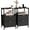Black, variant on HUANG Fluted Nightstand Set of 2 with Fabric Drawers & Charging Station - Black Bedside End Table with Shelf for Dorm Living Room