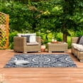 thumbnail image 5 of Nuu Garden 5' x 7' Outdoor Rug, Plastic Straw Foldable Area Rug Indoor Outdoor Carpet for Patio Decor Balcony Camping Picnic RV, Blue and White, 5 of 9