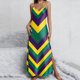 thumbnail image 2 of Falda Larga Verano Mujer Cuello en V sin Mangas Impresión de Carnaval Correa Dividida Maxi Vestido Casual Playa Dormir Deslizamiento Vestido Fluido, 2 of 8