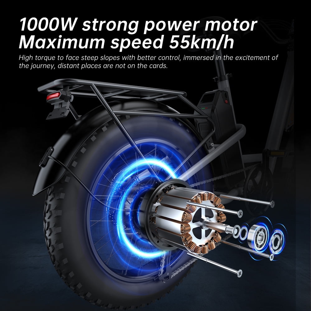 EKXBIKE Ebike for Adults, 1000W 15.6Ah 48V 30mph Mountain Bike , 20'' Fat Tire Electric Bicycle UL2849