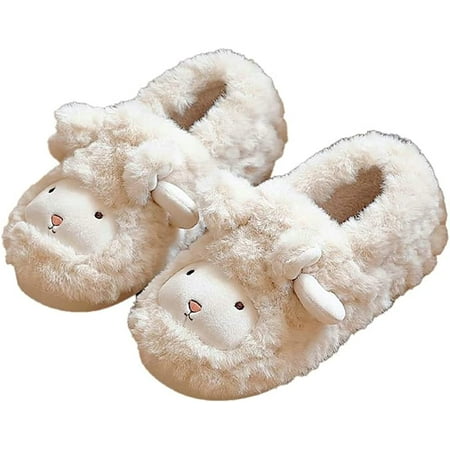 

CoCopeaunt Cute Sheep Slippers for Women Fluffy Faux Fur Memory Foam Soft Warm House Shoes Indoor Winter Unisex