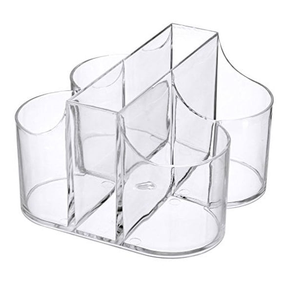 Lillian Tablesettings|Cutlery Caddy Organizer 5 Compartment - Silverware Organizer & Napkin Holder - Clear