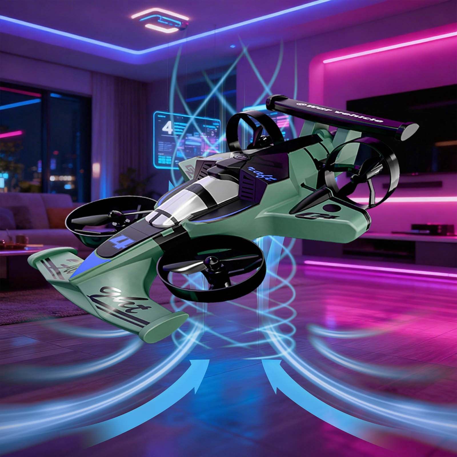 2-in-1 Air Flying RC Car, Qiopertar Under $5 Mode RC Car With Air Flying Remote Control Foam Stunt Car Sensor LED Lights Rechargeable Crash Toy For KidsAnd Adults