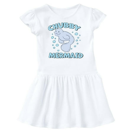 

Inktastic Chubby Mermaid with Cute Manatee and Bubbles Gift Baby Girl Dress
