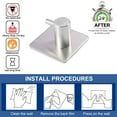 thumbnail image 5 of Ganchos adhesivos Ganchos de pared resistentes Percha impermeable de acero inoxidable para colgar abrigos, sombreros, toallas, batas, ganchos para montaje en pared, baño y dormitorio, 4 paquetes, 5 of 5