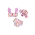 thumbnail image 2 of Aojekbee Toddler Girls 3Pcs Swimsuits Rainbow Floral Print Ruffle Bikini Sets with Hat Summer Bathing Suits, 2 of 10
